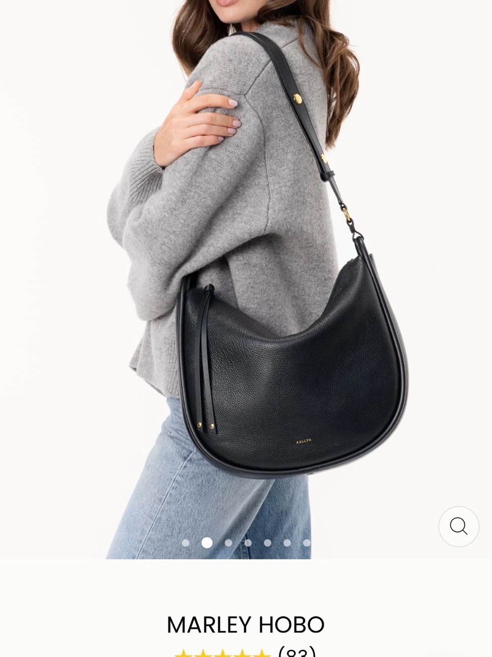 Aallyn Marley Classic Black Leather Shoulder Bag - Picture 9 of 11